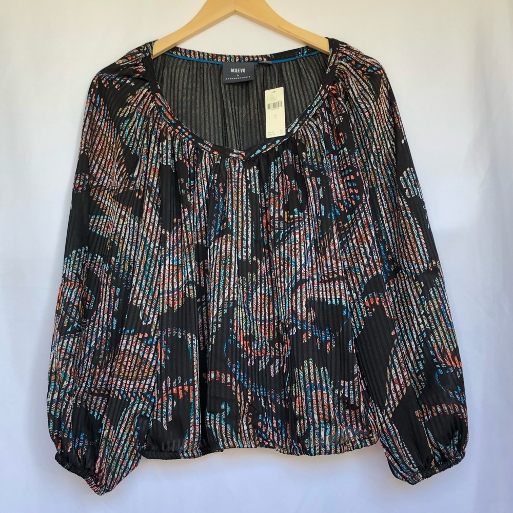 Anthropologie Maeve Burnout Satin Blouse